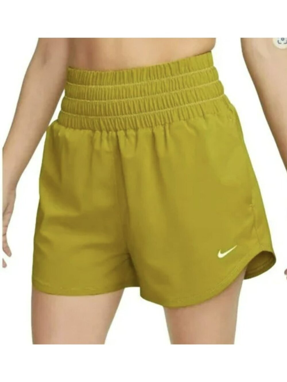 Nike Green High Wide Elastic Waist Running Shorts Small New